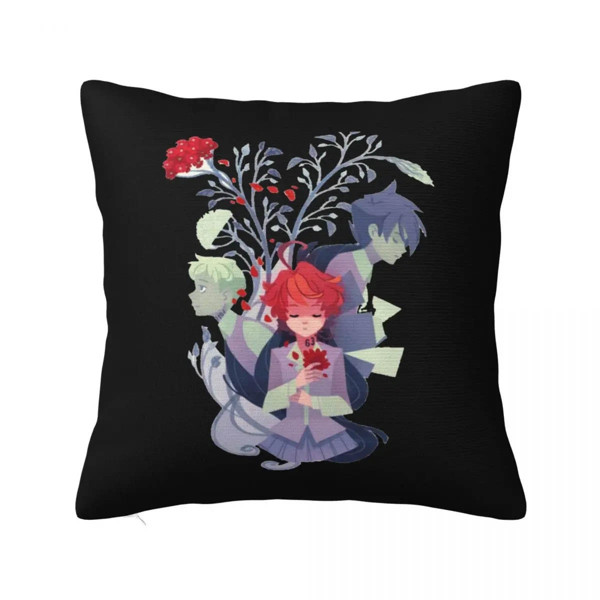 

The Promised Neverland Pillowcase Soft Polyester Cushion Cover Gift Emma Norman Ray Anime Pillow Case Cover Home Zippered 18"