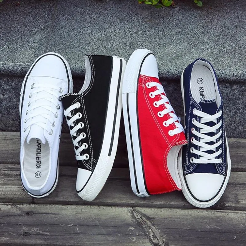 

women Fashionable Youth Mens Shoes Casual Unisex White Sneakers Breathable Walking Canvas Shoes Men Women Red Lace Up Flats
