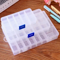 plastic transparent jewelry ring earrings box cover fixed lattice case portable organizer storage decorations package 101524