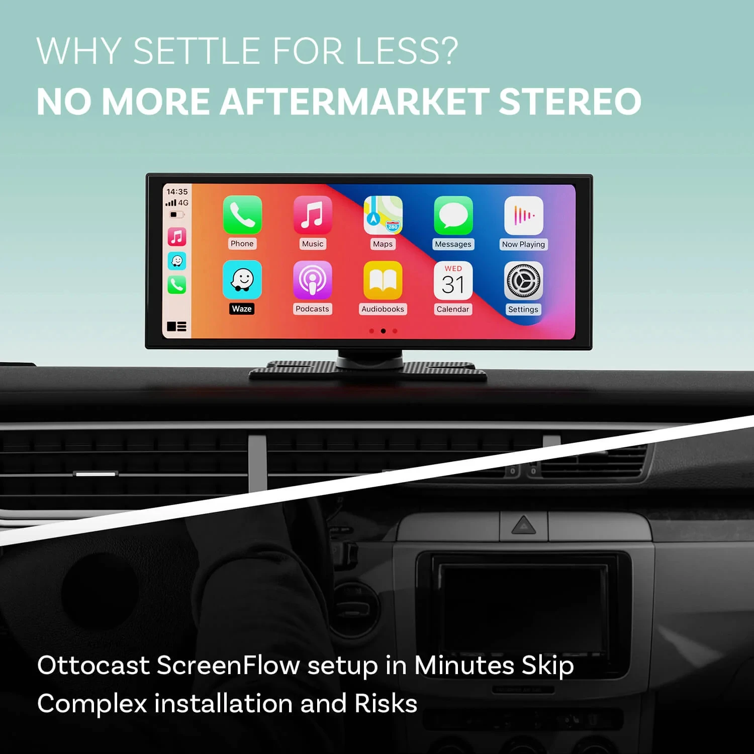 Портативный автомобильный экран Ottocast ScreenFlow, 11,4 дюйма, Android 13, автомобильный сенсорный экран, беспроводной Carplay, Android Auto (art.: 3920d323a3cbe) - 3920d323a3cbe