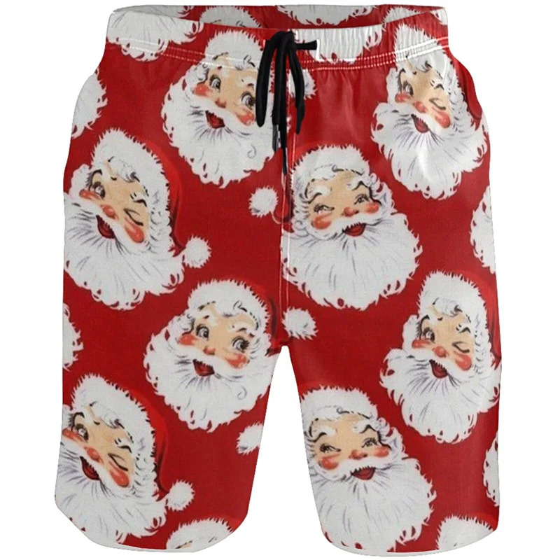 

Забавные рождественские пляжные шорты с 3D принтом Санта-Клауса лосят для мужчин, шорты для спортзала, детские плавки, женские короткие штаны, шорты для доски
