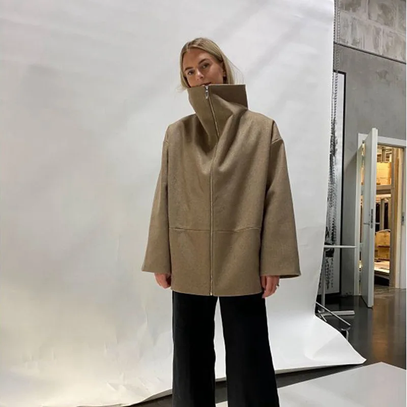 

Женское шерстяное короткое пальто T0te * me *, повседневное свободное Полушерстяное пальто с лацканами, минимализм, сезон осень-зима 2023