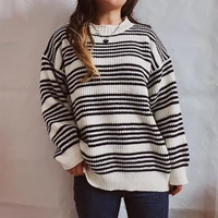 pullover sweaters women 2022 new autumn winter clothes casual thick stripe female pullovers raglan sleeve o neck knitwear jumper
