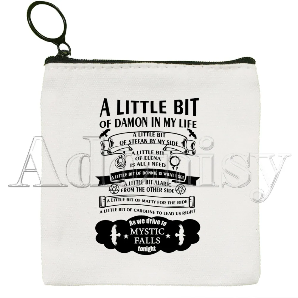 The Vampire Diaries Ulzzang Casual Harajuku 90s Cute Solid Color Canvas Coin Purse Small Fresh New Zipper Key Bag Hand Gift Bag