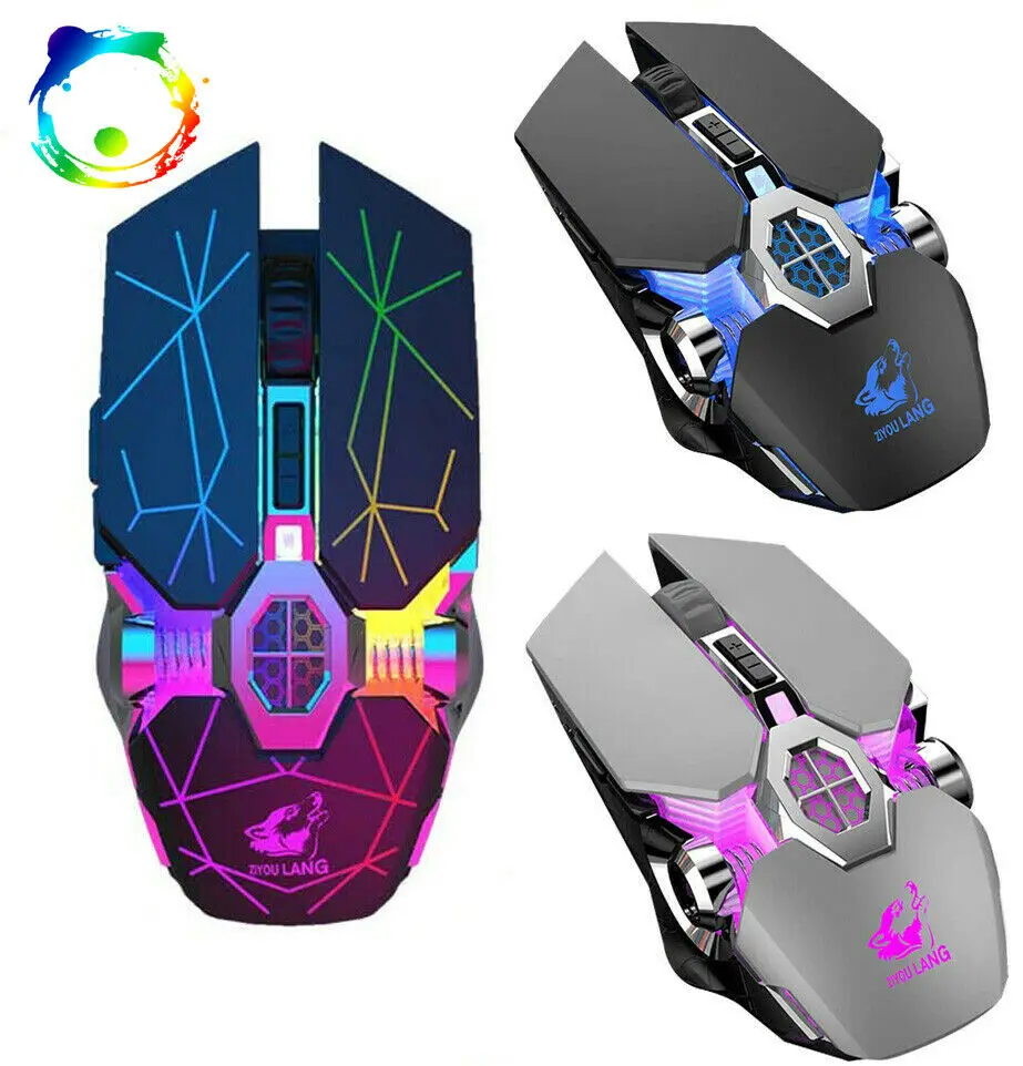 

Wireless Gaming Mouse RGB Backlit Silent Rechargeable Mice 2400DPI For PC Laptop