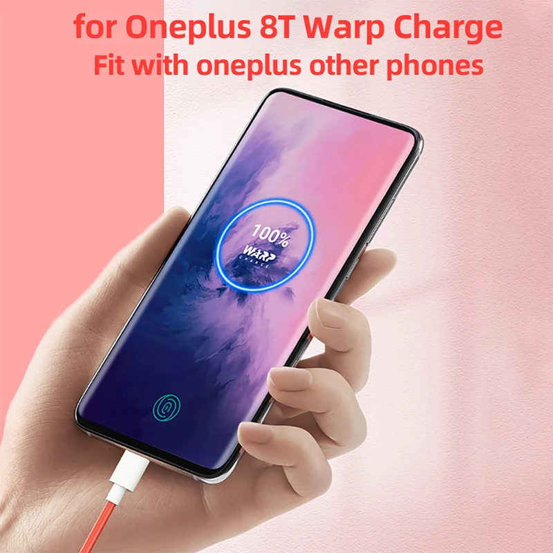 Оригинальный зарядный кабель с деформацией 65 Вт для Oneplus 8 T One Plus t 6.5A типа C на Type Usb