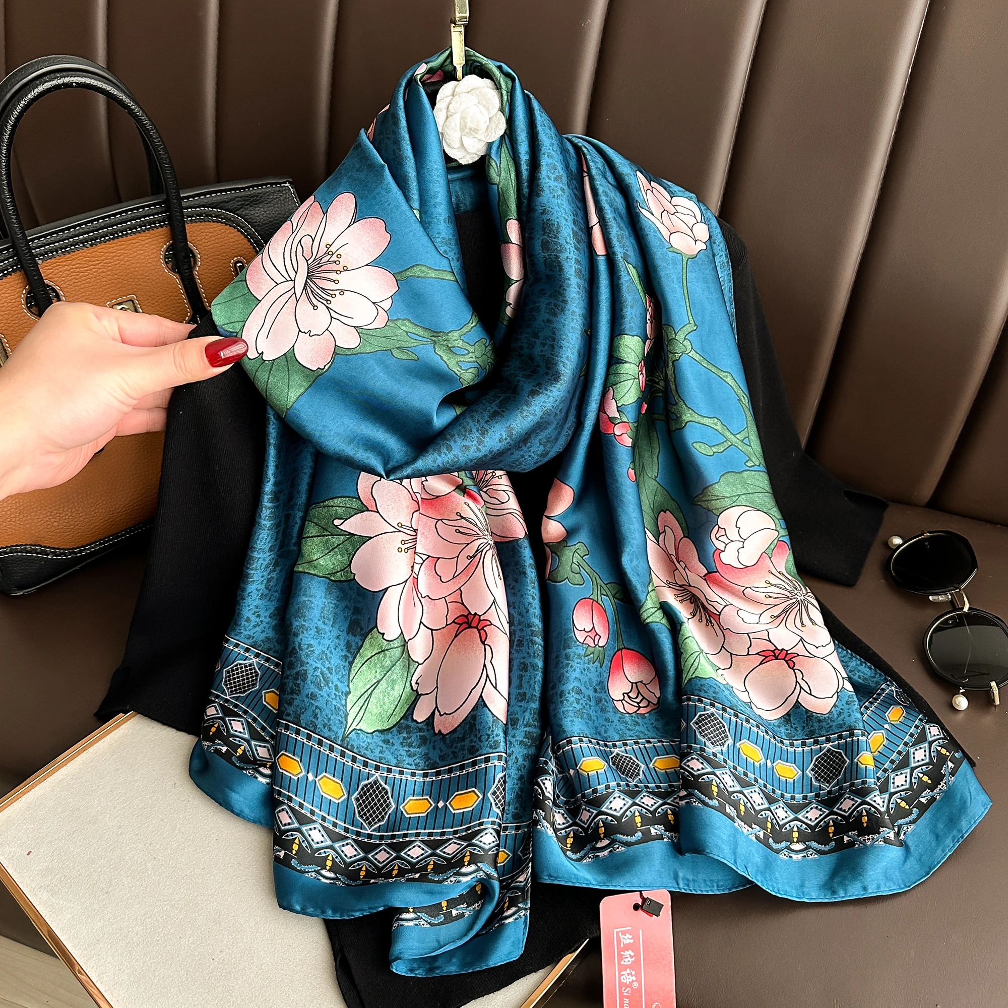 Новые роскошные брендовые шелковые длинные швы дизайнерские солнцезащитные