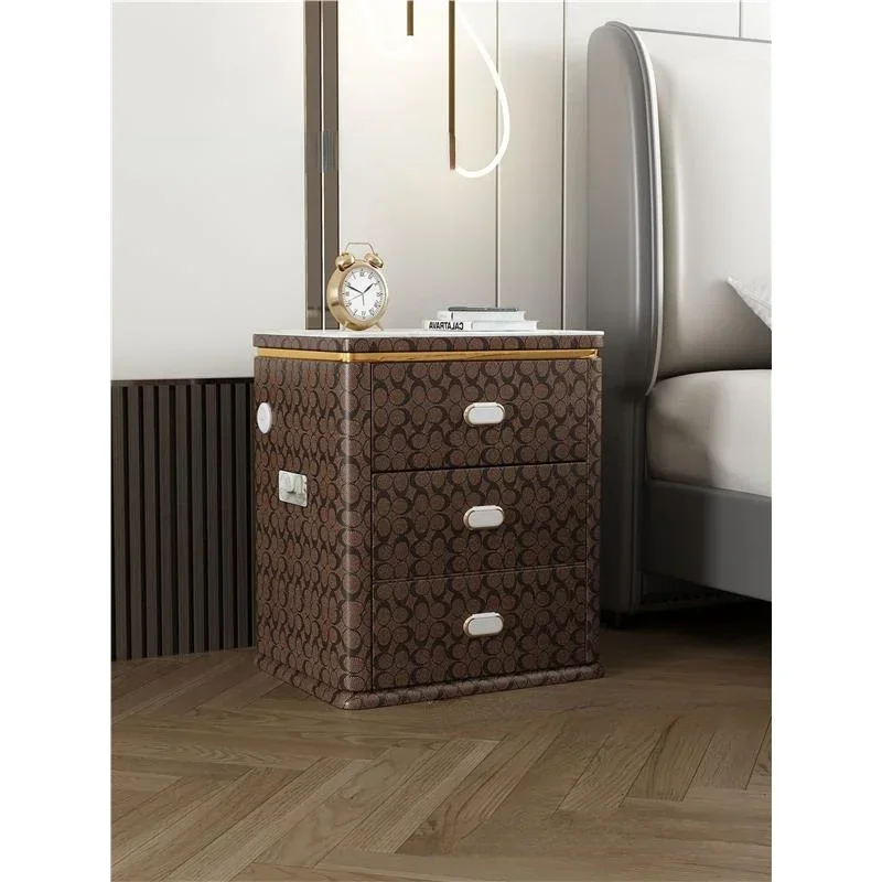 Настольные прикроватные столики боковая кровать искусственная кожа Круглый