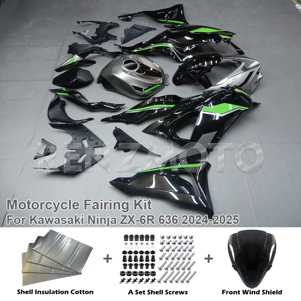 Фото Новый черный обтекатель для Kawasaki Ninja Zx6R 636 2024 2025, комплект обтекателя мотоцикла, подходит на заказ №1