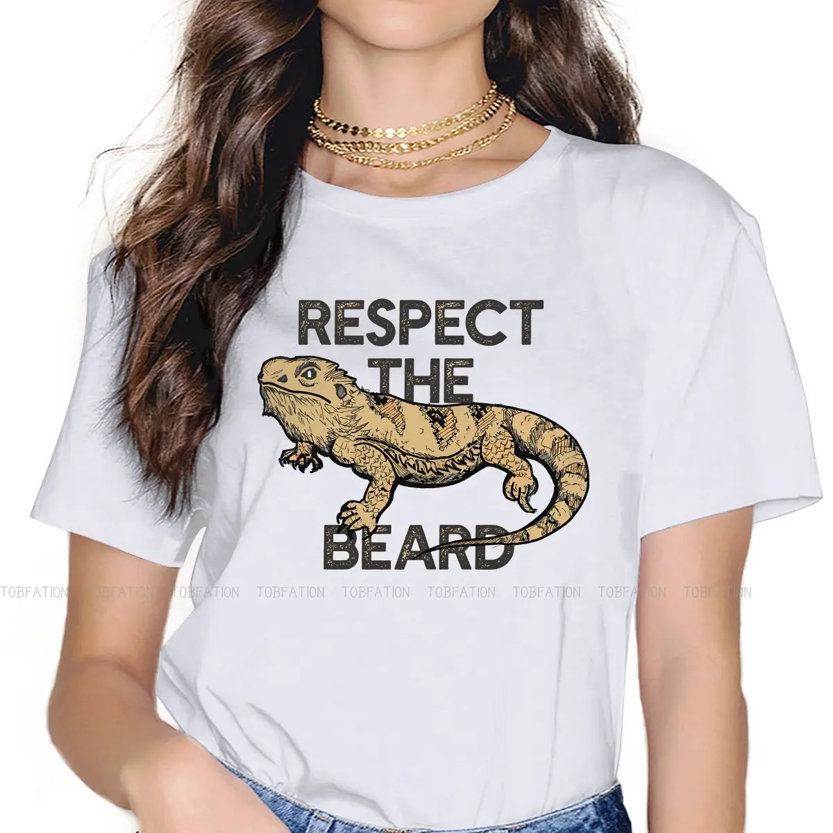 

Bearded Dragon Women's T Shirt Gecko Lover Girls Tees Kawaii Cotton Tops Graphic Tshirt Loose 4XL Fashion