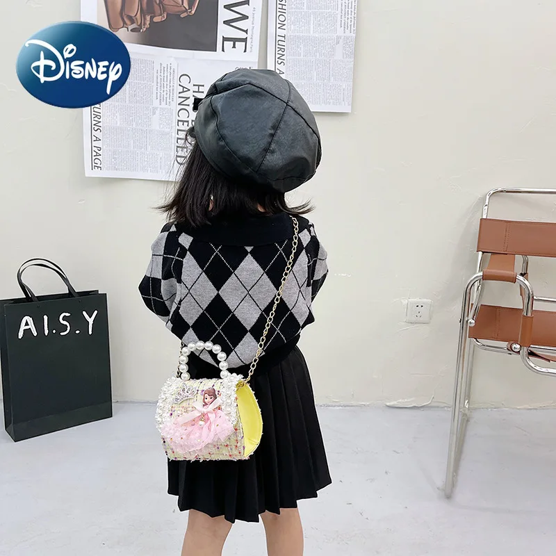 Disney Frozen Shoulder Bag for Girls Kids Handbag Children's Messenger Bag Pearl Portable Princess Crossbody Bag Free Shipping