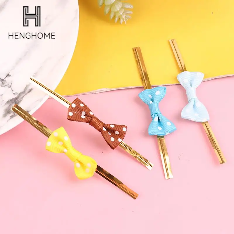 

Bow Tie Packaging Gold Thread Bow Knot Binding Candy Biscuit Packaging Bag Fastening Seal Tie Gift Box Decoration Supplies 20Pcs