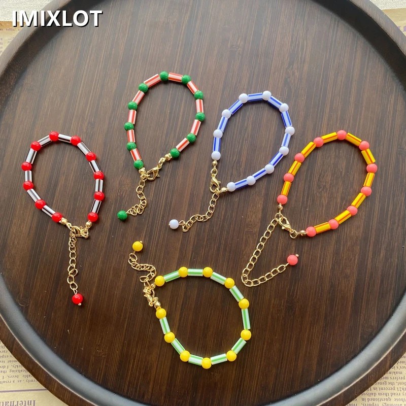 

Korea Bohemia Colorful Beads Vintage Splicing Bracelet for Women Party Travel Aesthetic Jewelry Gifts EMO Y2K Accessories 2022