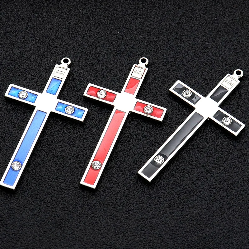 

Модное католическое ожерелье в стиле хип-хоп со стальными бриллиантами и крестом, подвеска из драгоценных камней