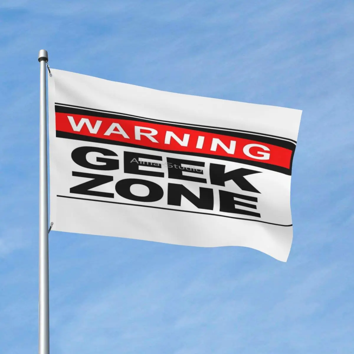 

Geek Zone, Funny Warning Sign Flag Decor Polyester Material Outdoor Lawn Vibrant Colors Drapey