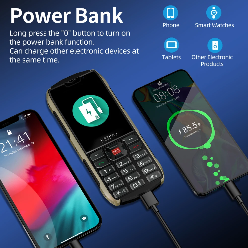 SERVO H8 Mobile Phone 2.8inch 4 SIM card 4 standby Bluetooth Flashlight GPRS 3000mAh Power Bank Phone Russian Language keyboard