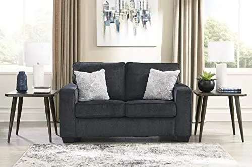 

Modern Loveseat with 2 Accent Pillows, Light Gray