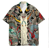 mens shirt hawaiian for luxury shirts harajuku samurai japanese tattoo 3d print top fashion summer oversized blouse streetwear
