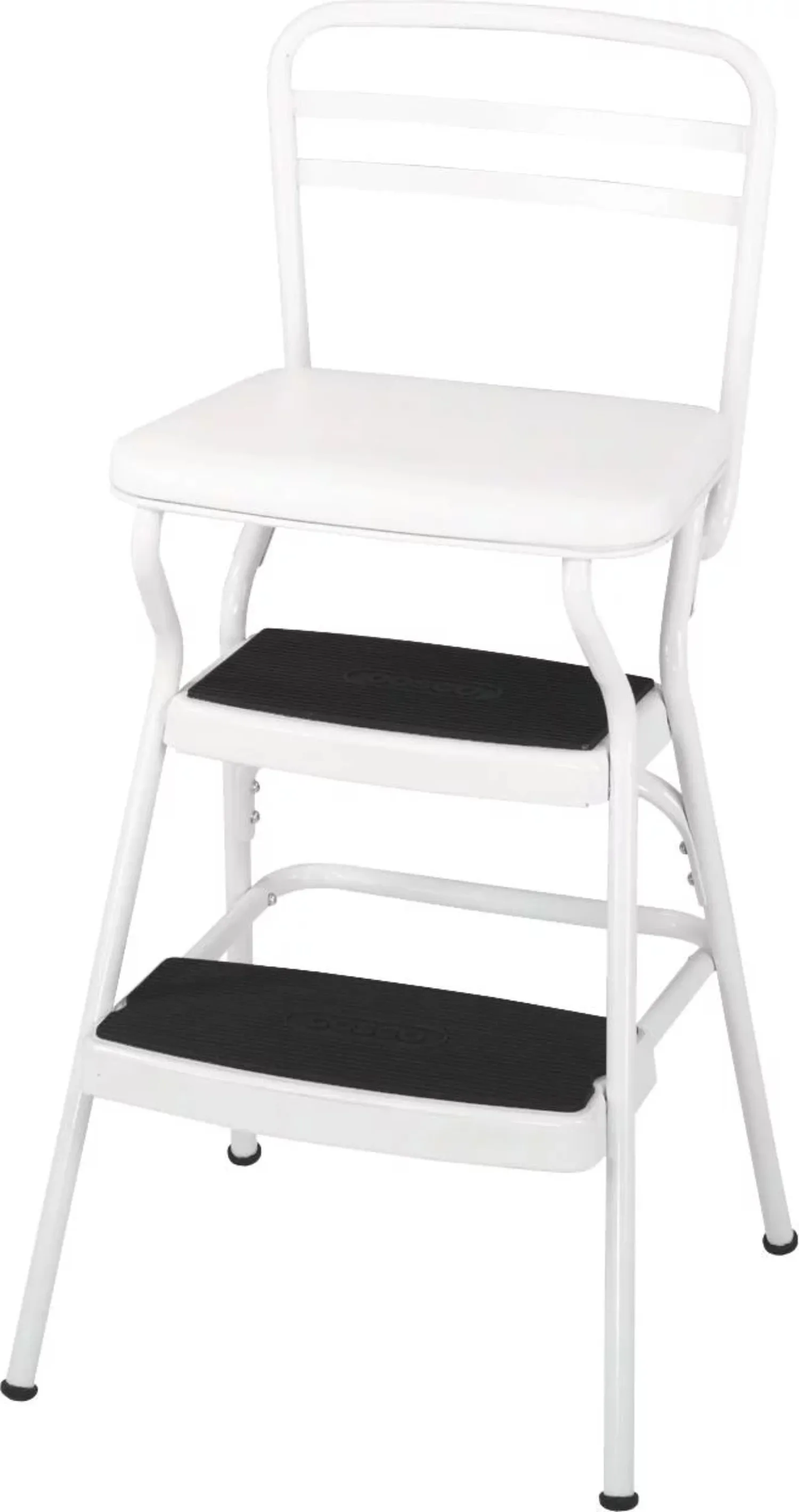 

COSCO Stylaire Retro Chair + Step Stool with flip-up seat (white, one pack) Step Ladder For Home