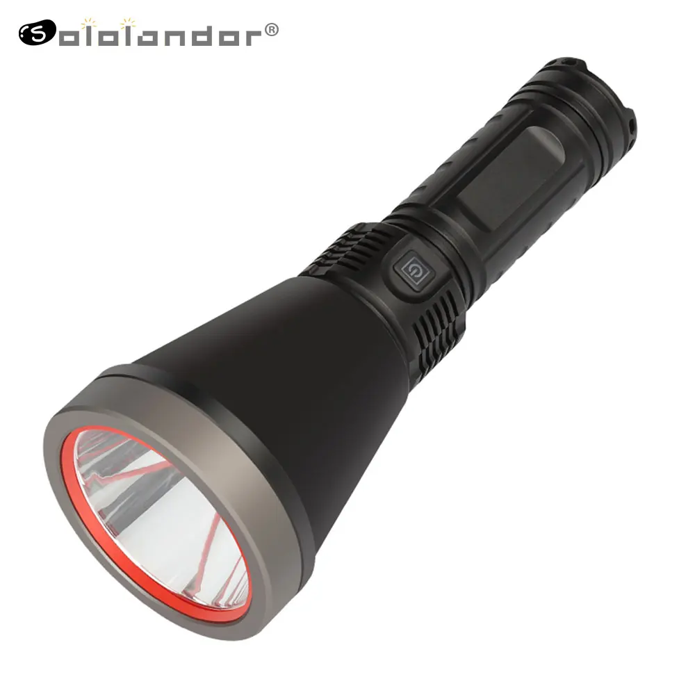 Sololandor 30W White LED Tactical Flashlight Type-c USB Charging Torch 1500 Meters Long-range Large Light Cup Flashlights