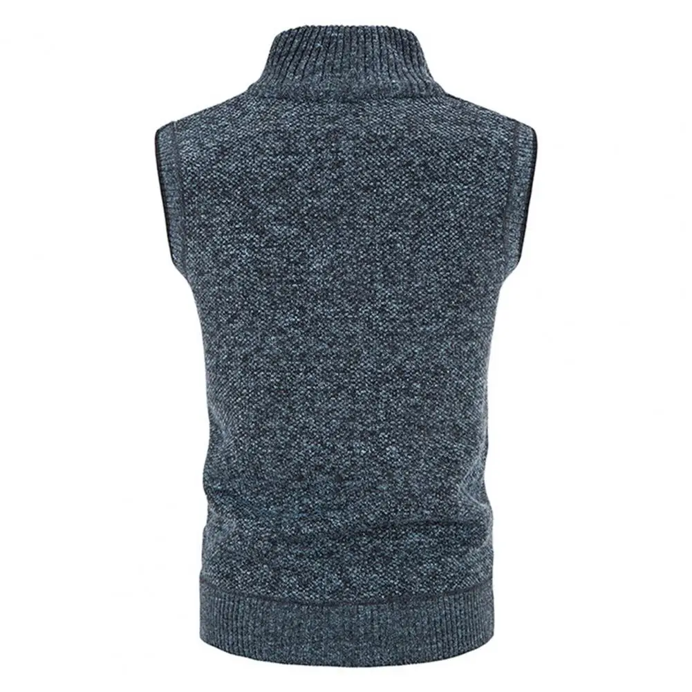 

Вязаный кардиган, жилет с ребристой каймой, Эластичный теплый мужской однотонный утепленный Повседневный Трикотажный жилет, мужская верхн...