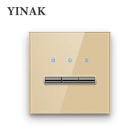 yinka gold tempered glass panel wall switch light switch 1234gang 12way eu socket network socket paddle toggle paddle switch