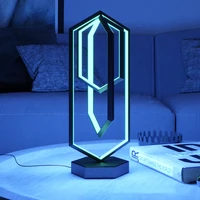 creative rgb polygon remote control table lamp app atmosphere metal club light living room bedroom decoration lamps bedside lamp