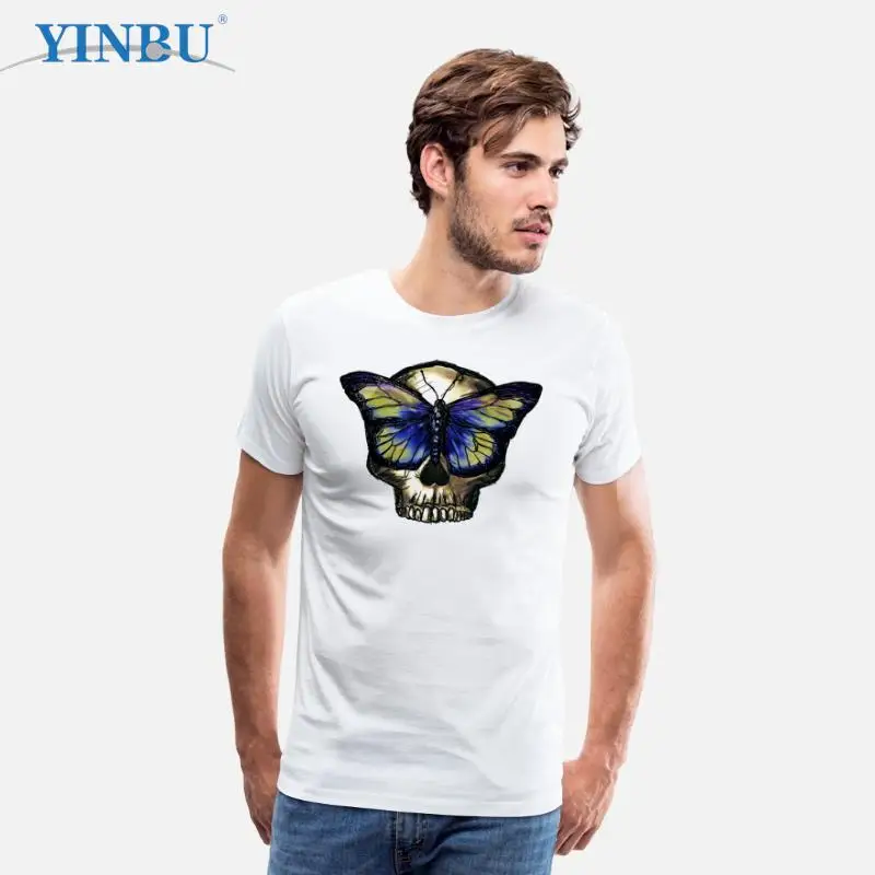 

Skull Butterfly Vintage Vintagecontest Bone YINBU Brand High quality Men's short t-shirt 2023 Graphic Tee