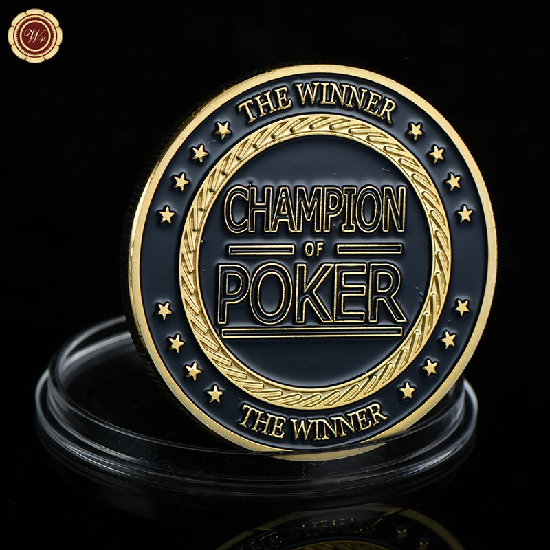 

Champion of Poker Casino Chips Coin The Winner Table Game Coin Poker Card Guard Luck Challenge Chip Token Coin with Coin Capsule