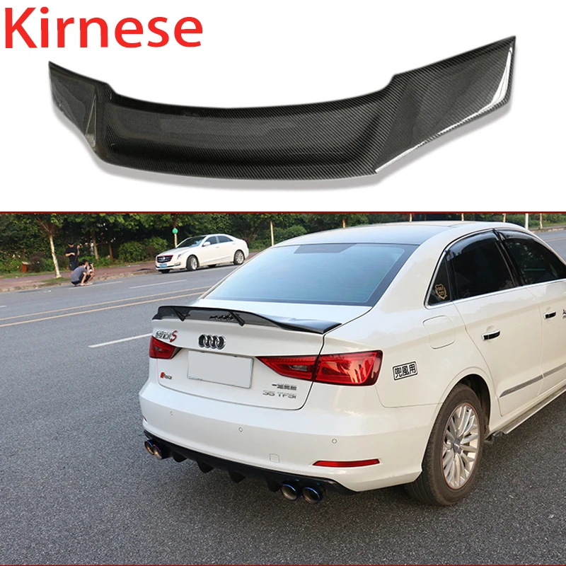 For Audi A3 S3 RS3 2014 - 2018 High Quality R Carbon Fiber Rear Roof Spoiler Wing Trunk Lip Boot Cover Car Styling |