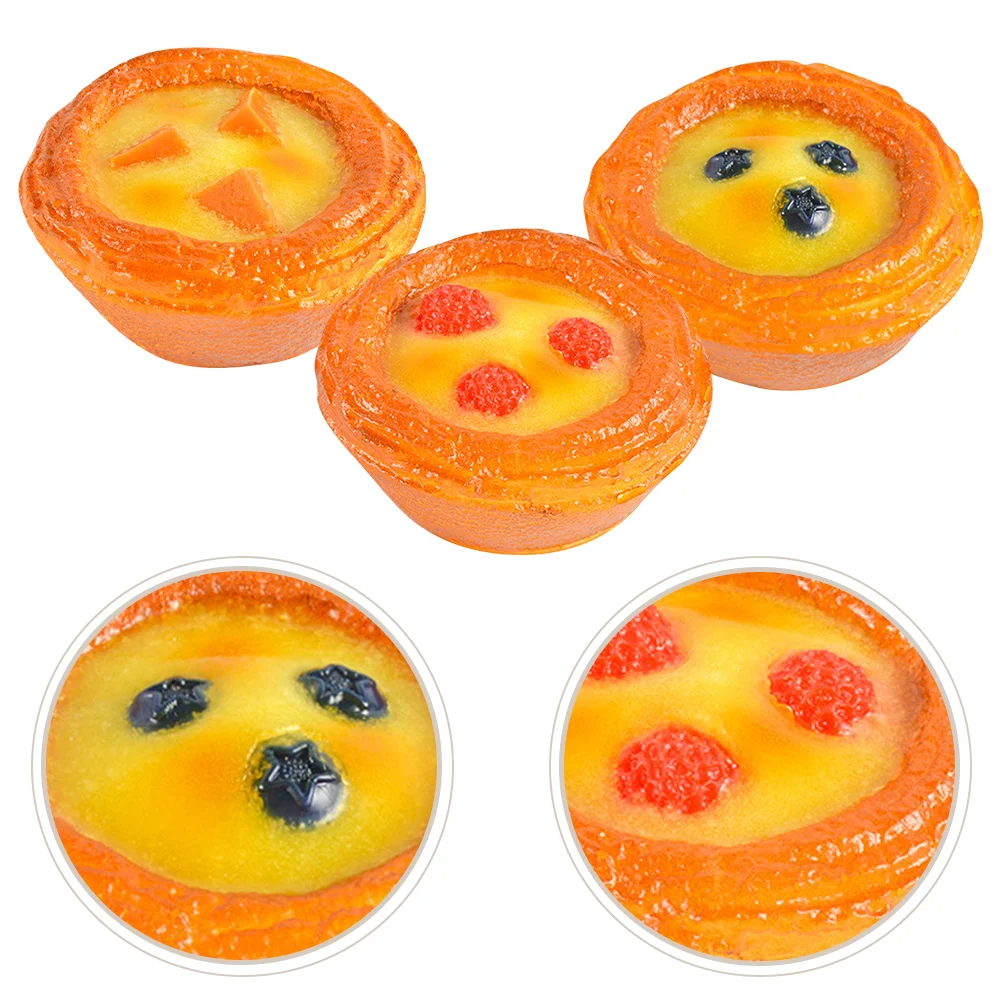 

3pcs Cakes Home Kitchen Kitchen Party Decoration Fake Egg Tart Artificial Egg Tart for Kids Shop House Kitchen
