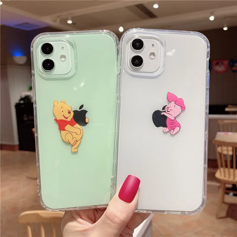 

Disney Winnie The Pooh Piggy Silicone Black Cover For Apple IPhone 12 Mini 11 Pro XS MAX XR X 8 7 6S 6 Plus 5S SE Phone Case