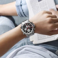 new design high quality luxury quartz men watches with steel bracelets chronograph sport male clock relogio masculino