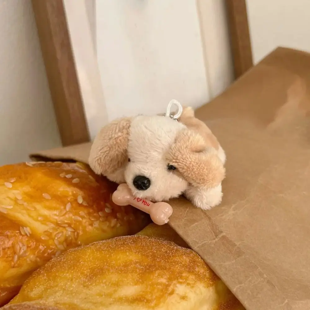 Car Bag Key Ring Stuffed Animal Plush Bone Puppy Dog Doll Cartoon Kawaii Keychain Funny Fashion Pendant Kids