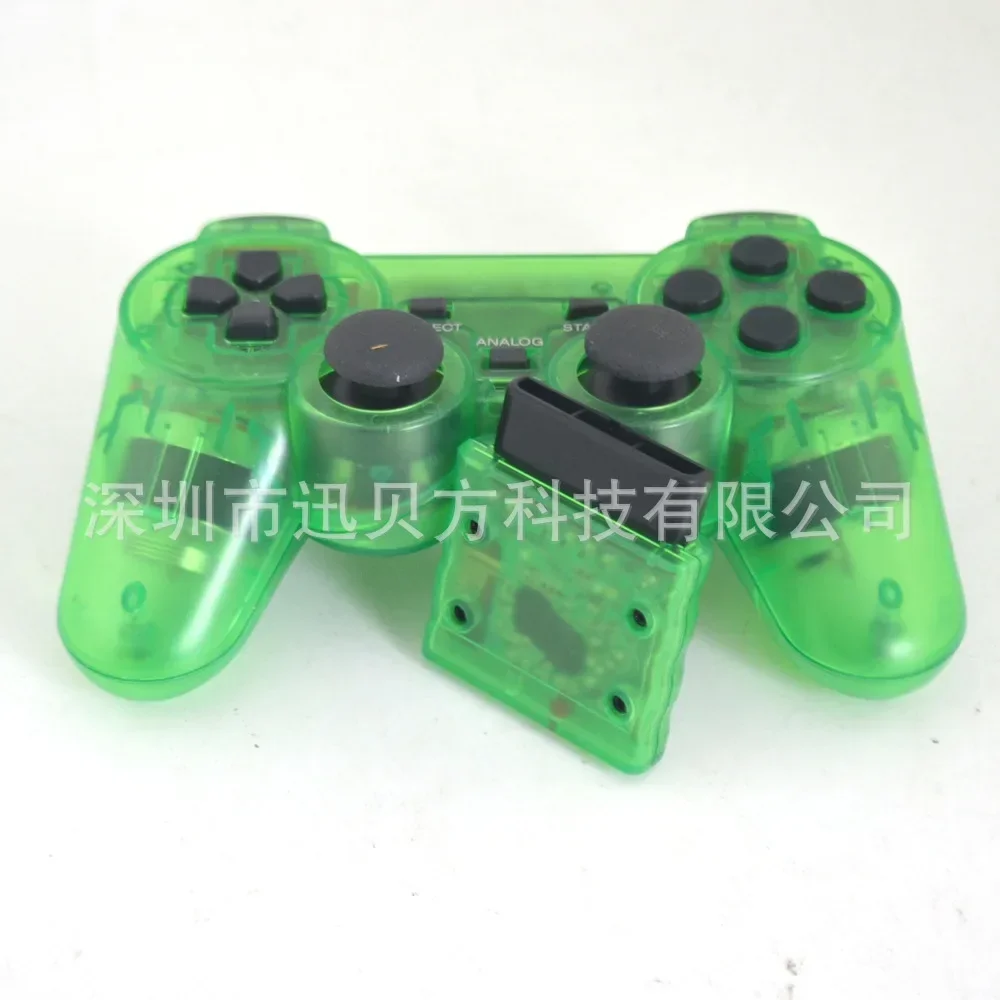 Фото Прозрачный цветной беспроводной геймпад для Sony PS2, 2,4G, вибрационный джойстик, Bluetooth-контроллер для Playstation 2, джойпад №4