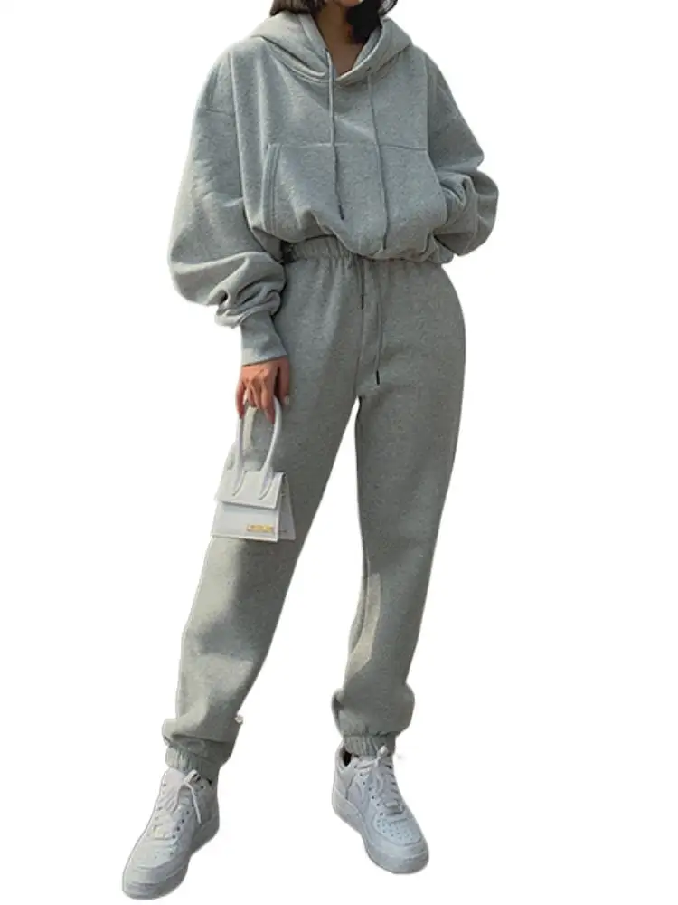 Костюм спортивный женский из 2 предметов однотонный Повседневный флисовый