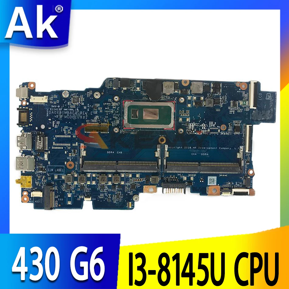 

L44502-601 L44502-001 DA0X8IMB8E0 UMA w CPU I3-8145U Laptop Motherboard for HP K12 ProBook 430 G6 NoteBook PC