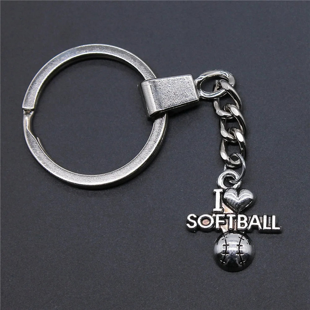 Прямая поставка сувениры подарок мужской брелок 2 цвета 20x19 мм I Love Softball подвеска
