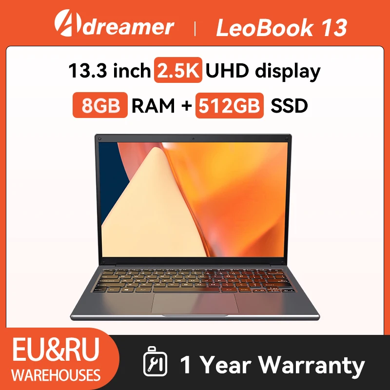 Adreamer LeoBook 13 Laptop 13.3-inch Intel laptops Celeron N4020 Notebook DDR4 8GB 1TB SSD Computer   2560X1600 Resolution PC