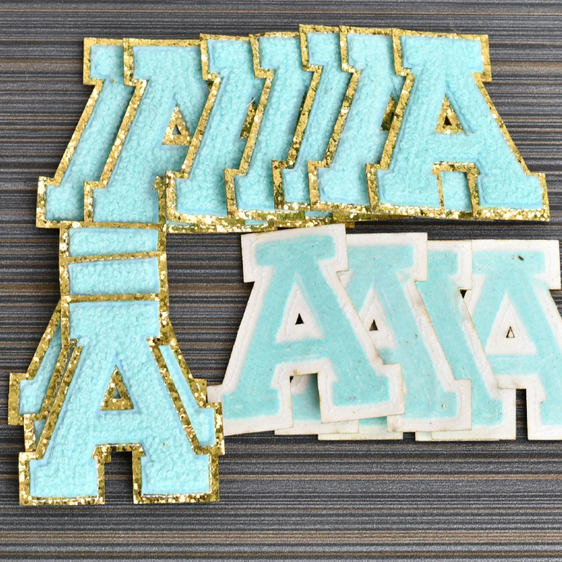 1pc 2.5in chenille letter patches Glitter Alphabet Varsity Patches DIY Custom Name Iron on Cosmetic Pouch |