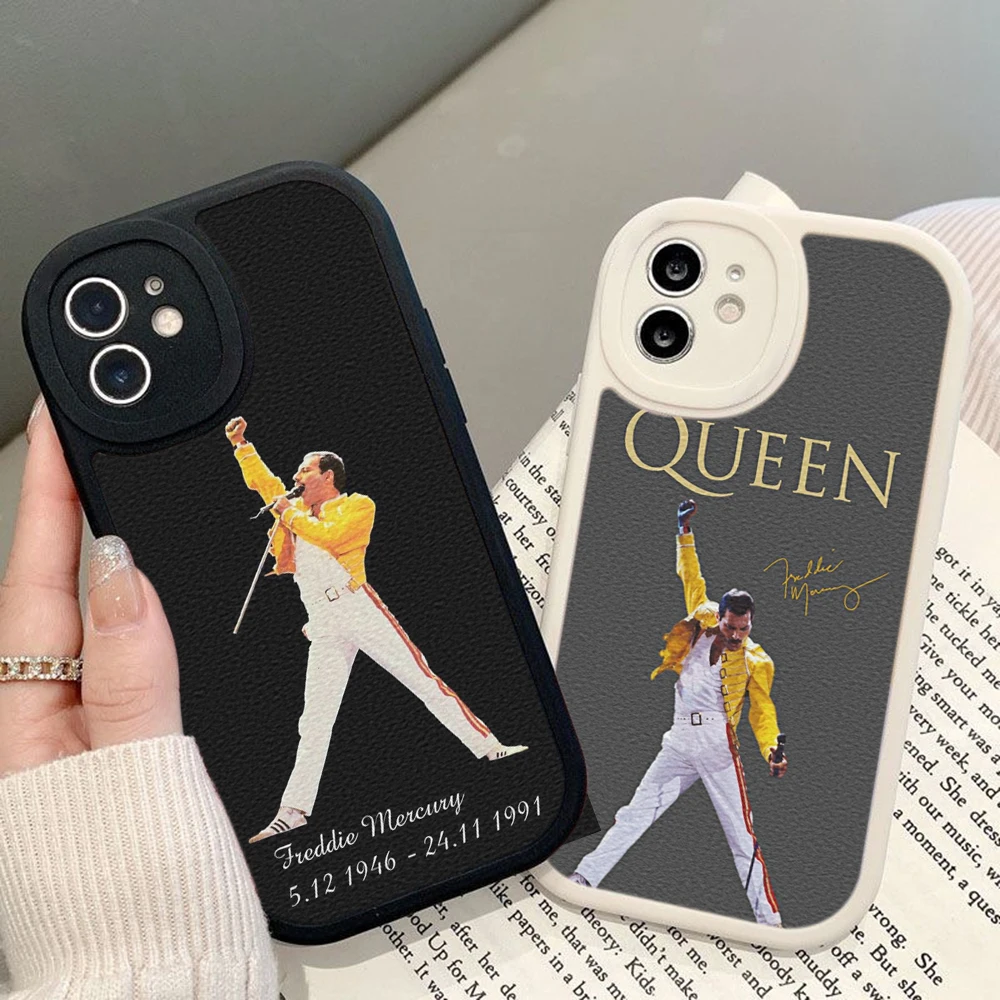 

Freddie Mercury Queen band Phone Case for Iphone 14 13 11 12 Pro MAX 13 12 MiNi 7 8 14 plus X XS XR Lambskin Protective Covers