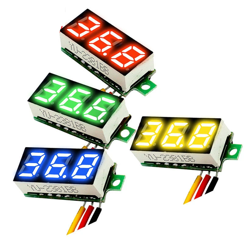 

Three-wire DC0-100V 0.28 Inch Ultra-small Digital DC Voltmeter Head Digital Display Adjustable Reverse Connection Protection