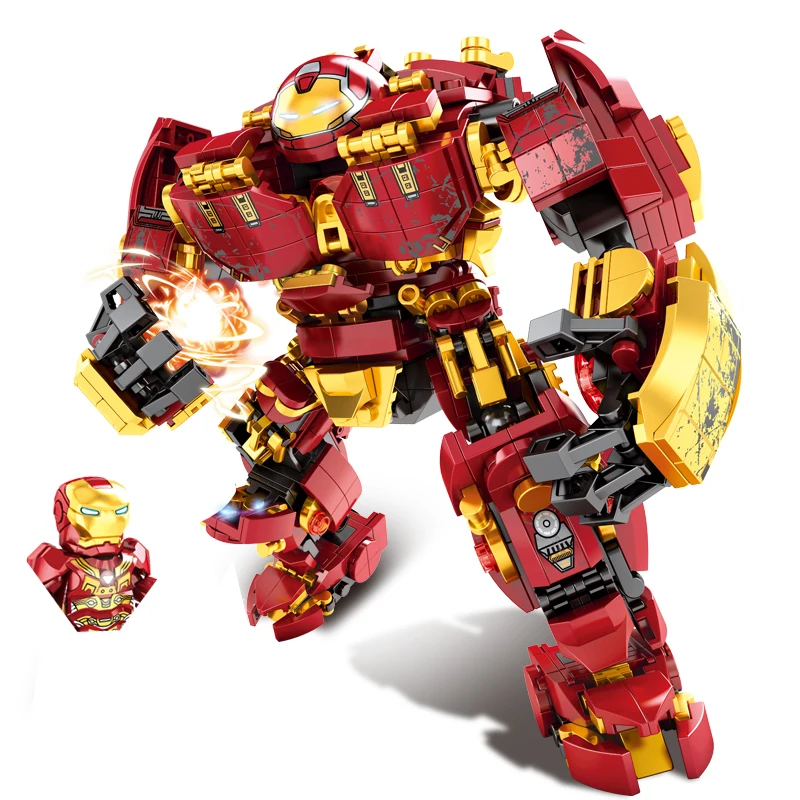 

Superheroes Avengers Iron Man Hulkbuster Steel Mecha Action Figures Building Blocks Classic Movie Model Bricks Toys For Kid Gift