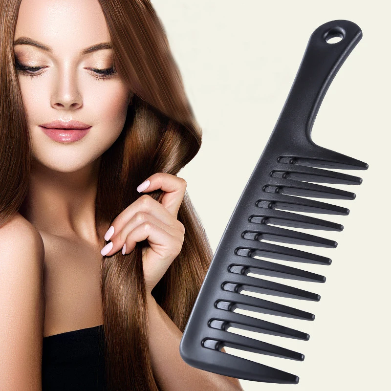 

Thick Wide Tooth Comb Heat Resistant Hairdressing Hair Brush Durable Plastic Anti Static Detangling Hair Comb for Curly Wet Hair