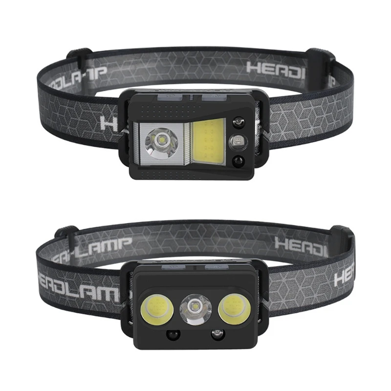 

USB Rechargeable Headlight Front and Back Road Mountain Cycling Safety Bright Motion Sensor Headlamp, for Outdoor