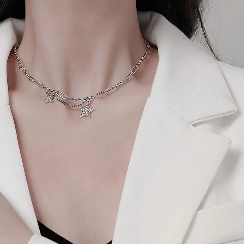 Серебряный цвет ожерелье-цепочка для свитера в стиле панк женщин винтажные