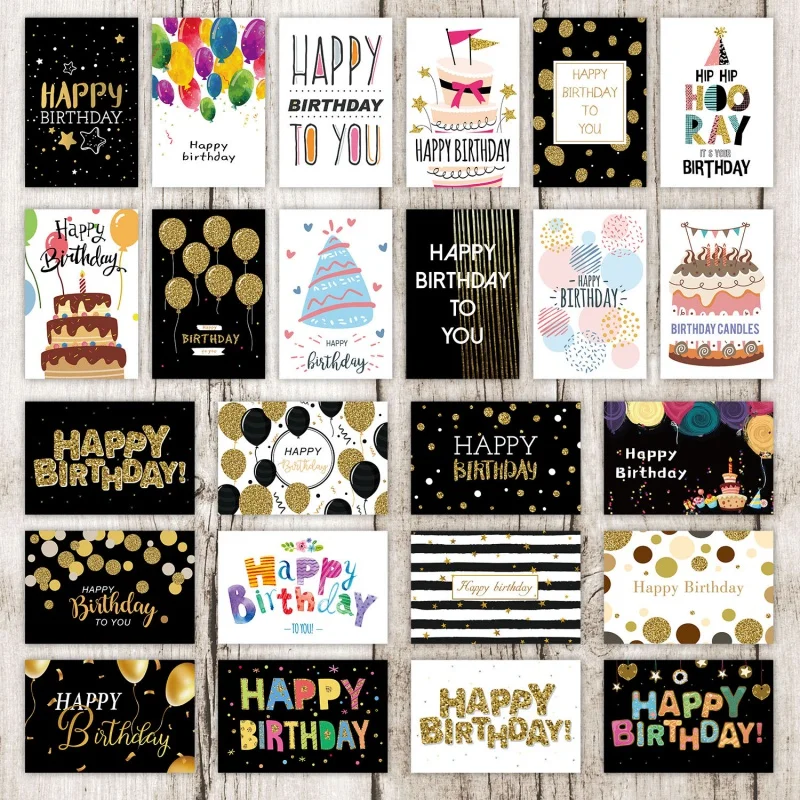 

24pcs Greeting Card Eco Friendly Unique Birthday Cards Large Happy Birthday Cards Set For Adults And Kids Writing Blessing 10x15