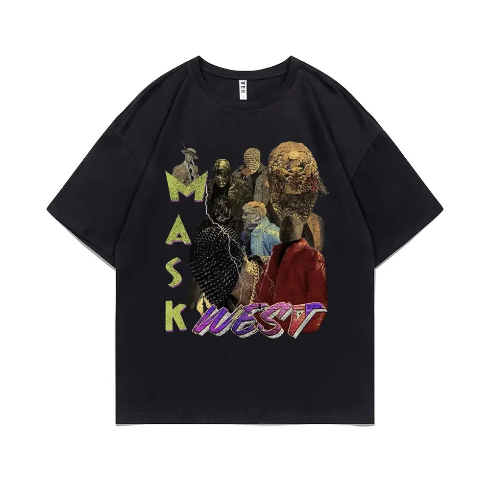 

Mask Kanye West Graphic Print T Shirts Men's Streetwear Men Women Fashion Cotton Hip Hop Oversized T-shirt Rapper Tshirt Unisex
