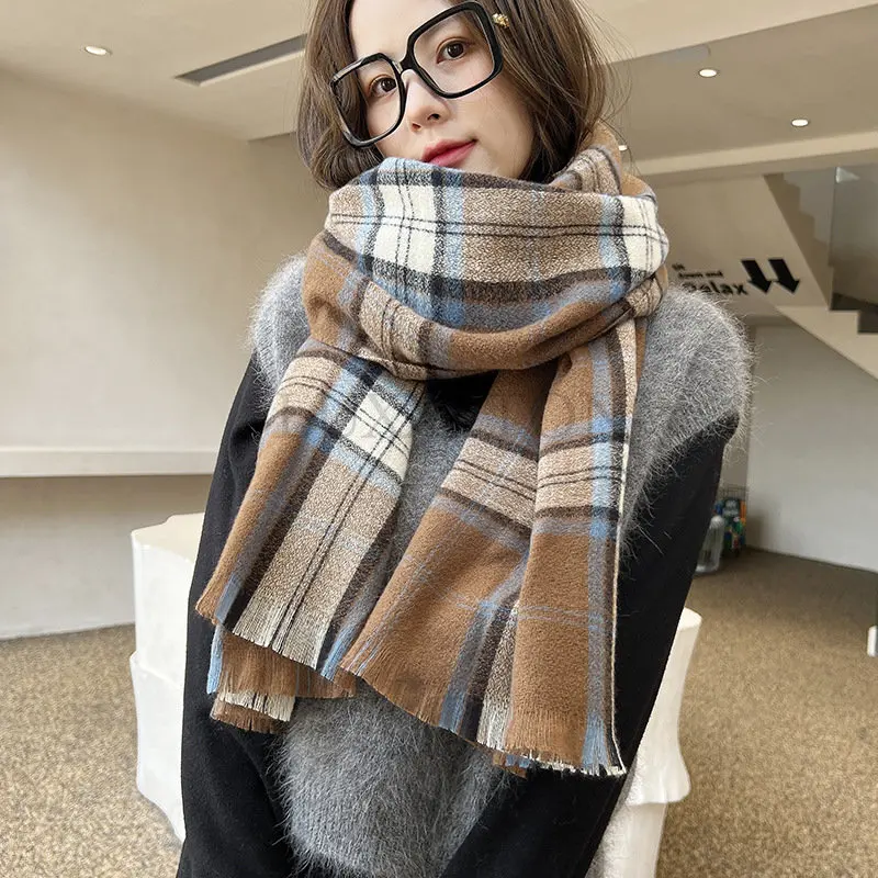 

Scarves Women Student Retro Winter All-match Thick Ins New Collection Harajuku Daily Street Style Striped Outdoor Mujer