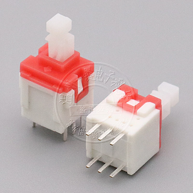 10 шт. KFT-10-100-6GZ кнопка питания красный 6-контактный 10x10 мм двухрядная